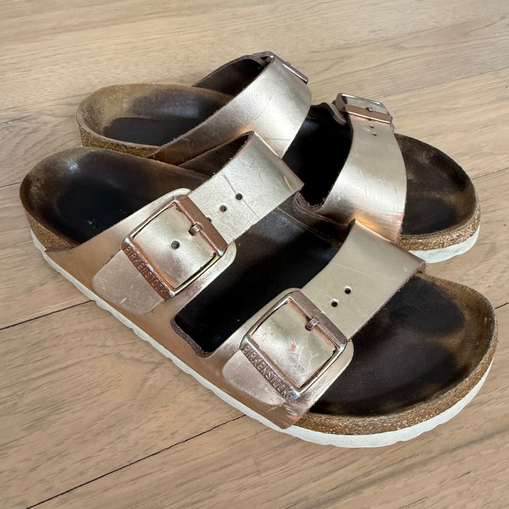 Birkenstock Arizona Metallic Copper Rose Gold Sandals EU 36 US 5-5.5 Narrow